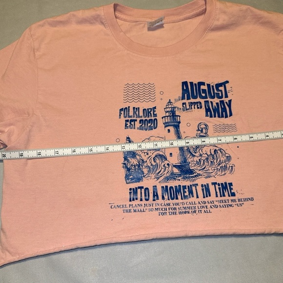 Taylor Swift Lyric Size L Crop T Shirt Folklore August Slipped Away Tee - Picture 4 of 9